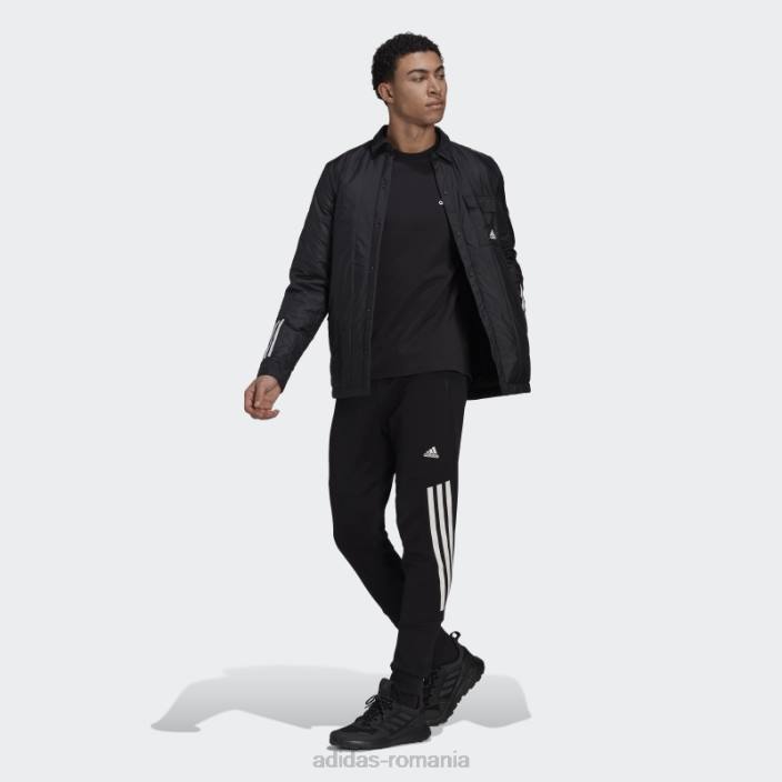 Adidas jachetă neagră cămașă lite itavic cu 3 dungi bărbați negru 2JBN5338