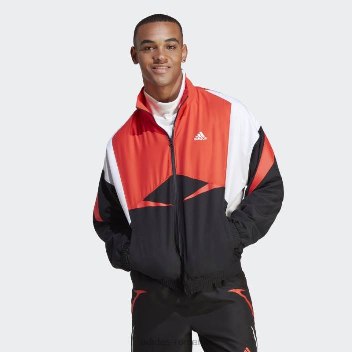 Adidas jachetă neagră colorblock adidas bărbați negru/alb/rosu 2JBN5211