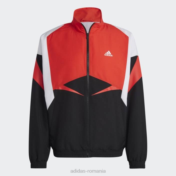 Adidas jachetă neagră colorblock adidas bărbați negru/alb/rosu 2JBN5211