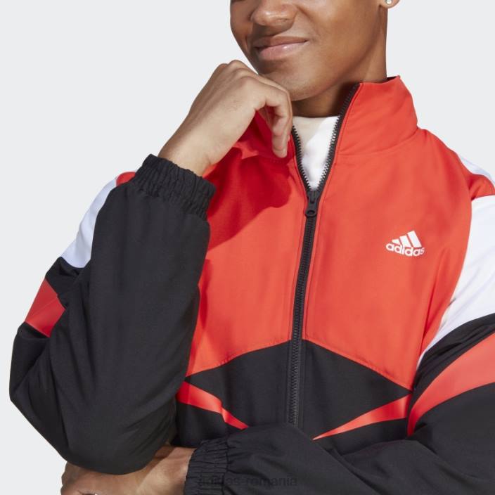 Adidas jachetă neagră colorblock adidas bărbați negru/alb/rosu 2JBN5211