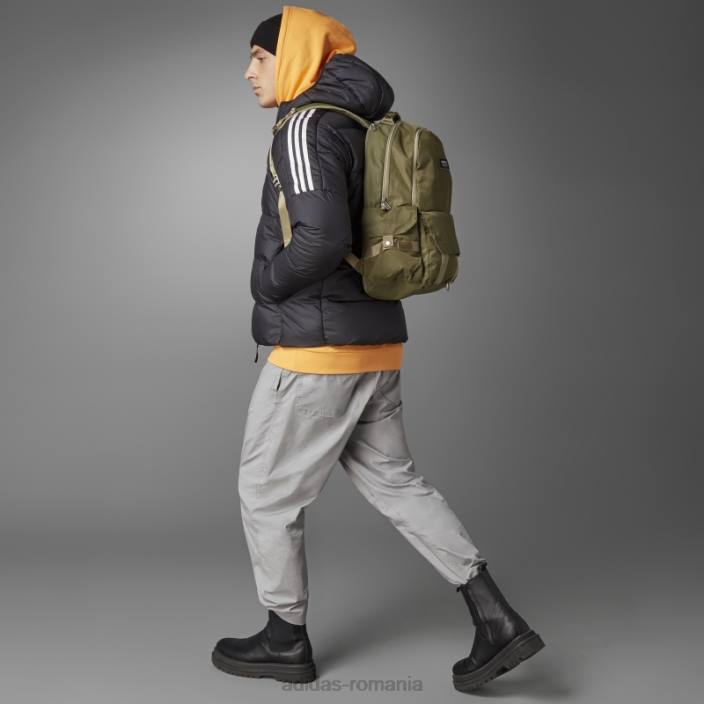 Adidas jachetă neagră cu glugă de puf de greutate medie adidas essentials bărbați negru 2JBN5019