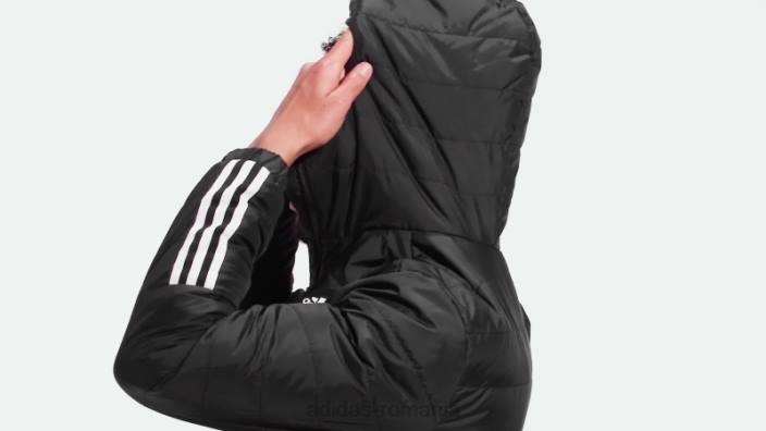Adidas jachetă neagră cu glugă itavic cu 3 dungi adidas bărbați negru 2JBN13161