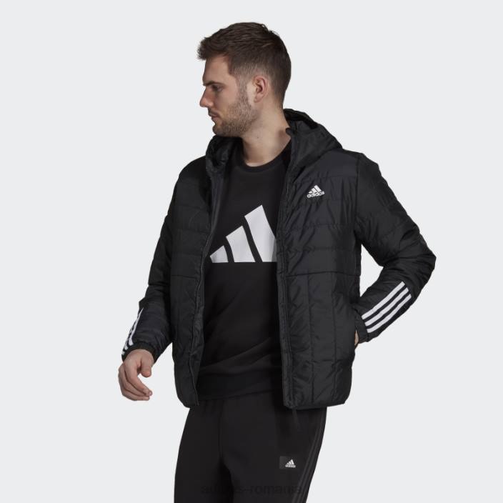 Adidas jachetă neagră cu glugă itavic cu 3 dungi adidas bărbați negru 2JBN13161