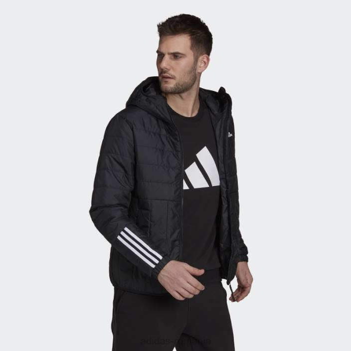 Adidas jachetă neagră cu glugă itavic cu 3 dungi adidas bărbați negru 2JBN13161