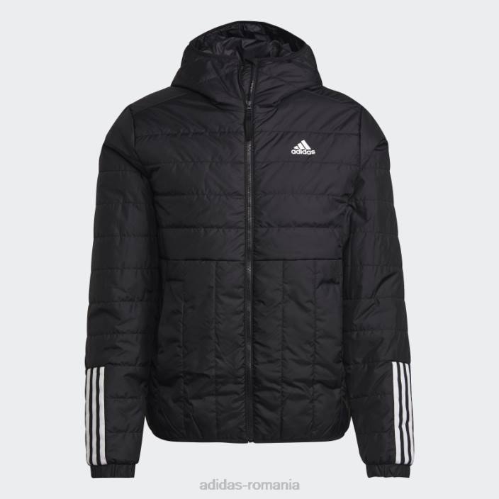 Adidas jachetă neagră cu glugă itavic cu 3 dungi adidas bărbați negru 2JBN13161