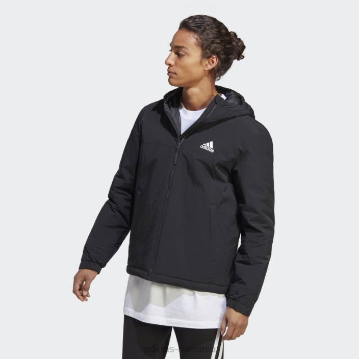 Adidas jachetă neagră cu glugă izolată robustă bsc bărbați negru 2JBN13649