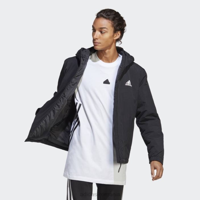 Adidas jachetă neagră cu glugă izolată robustă bsc bărbați negru 2JBN13649