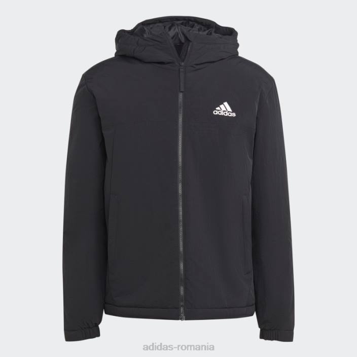 Adidas jachetă neagră cu glugă izolată robustă bsc bărbați negru 2JBN13649