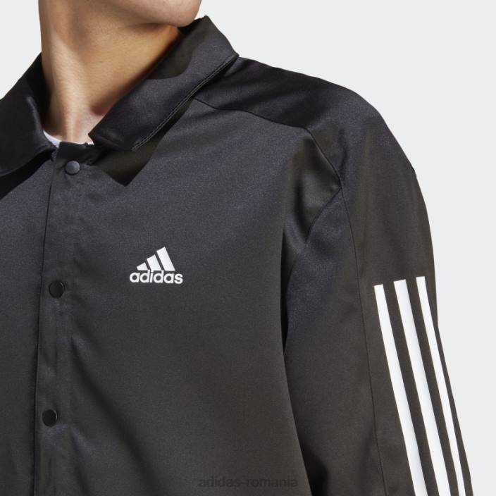 Adidas jachetă neagră de antrenore din satin bărbați negru 2JBN5014