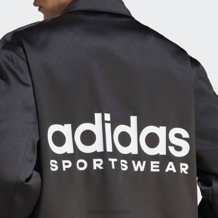 Adidas jachetă neagră de antrenore din satin bărbați negru 2JBN5014