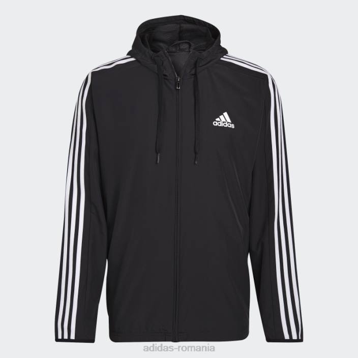 Adidas jacket negru țesut cu 3 dungi bărbați alb negru 2JBN15085
