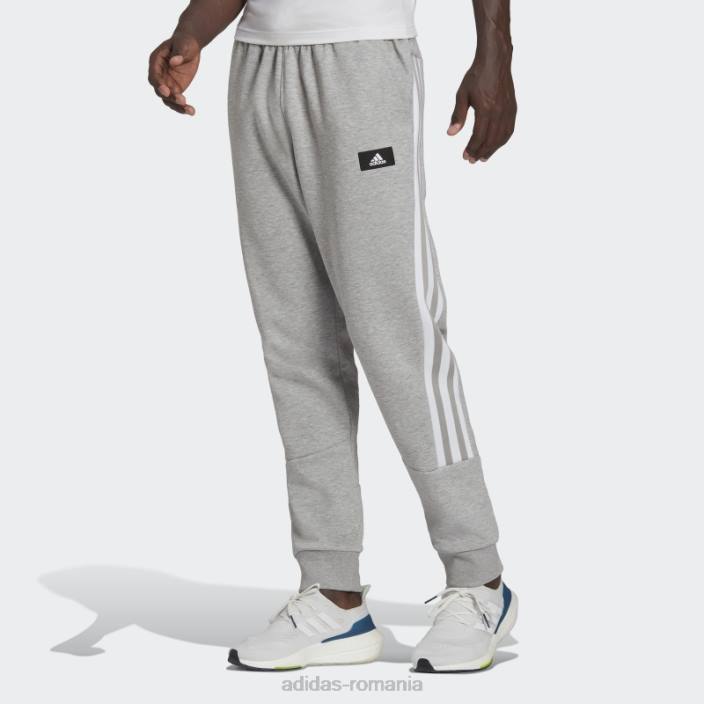 Adidas mediu gri viitor iconi trei dungi pantaloni bărbați gri mediu/alb 2JBN7019