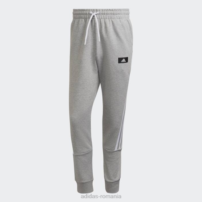 Adidas mediu gri viitor iconi trei dungi pantaloni bărbați gri mediu/alb 2JBN7019