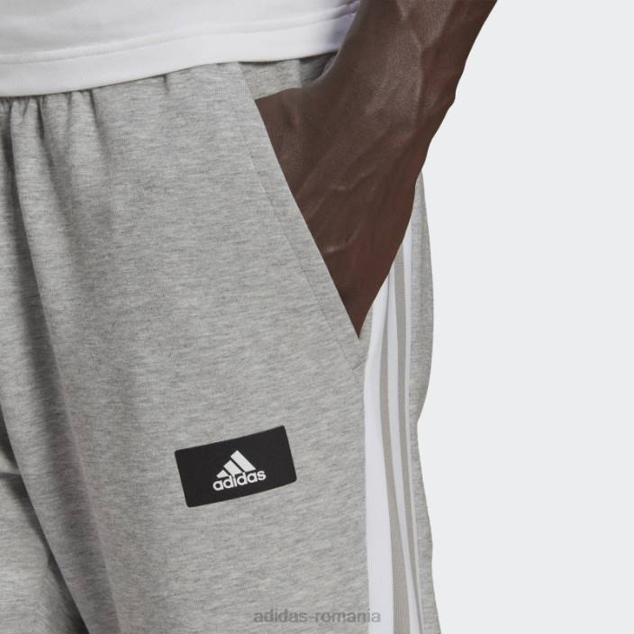 Adidas mediu gri viitor iconi trei dungi pantaloni bărbați gri mediu/alb 2JBN7019