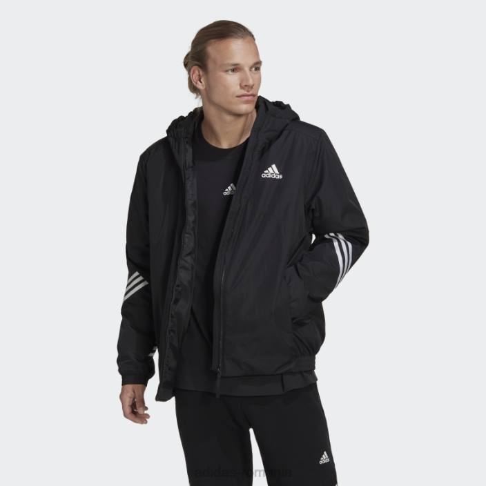 Adidas înapoi la jachetă sport cu glugă neagră adidas bărbați negru 2JBN14304