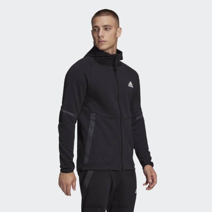 Adidas neagră, concepută pentru jacheta cu fermoar complet pentru Gameday bărbați negru 2JBN7553