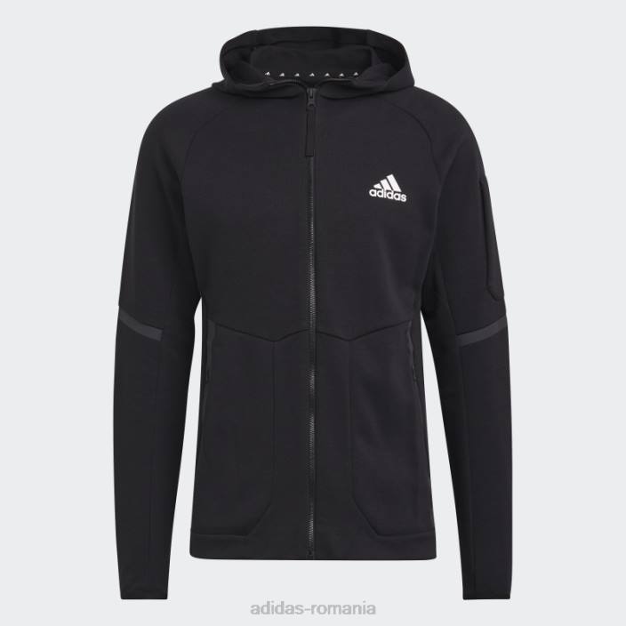 Adidas neagră, concepută pentru jacheta cu fermoar complet pentru Gameday bărbați negru 2JBN7553