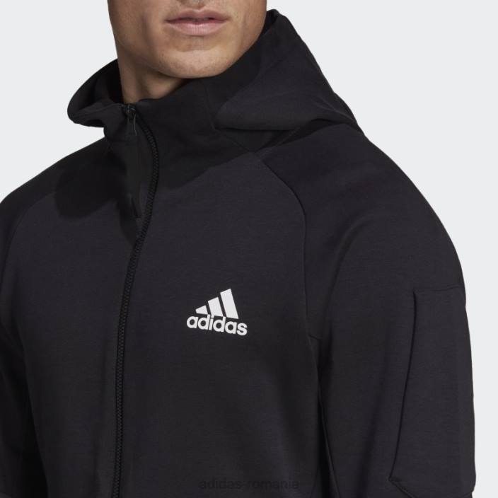 Adidas neagră, concepută pentru jacheta cu fermoar complet pentru Gameday bărbați negru 2JBN7553