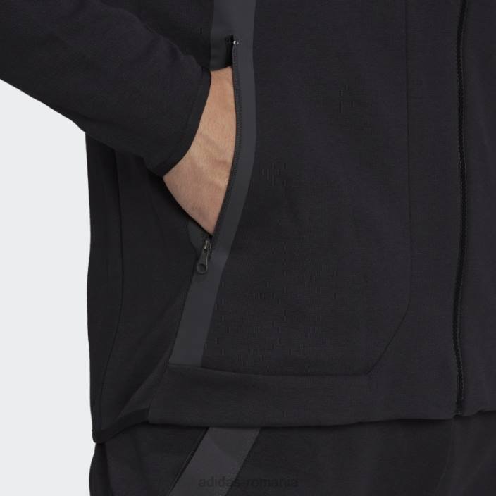 Adidas neagră, concepută pentru jacheta cu fermoar complet pentru Gameday bărbați negru 2JBN7553