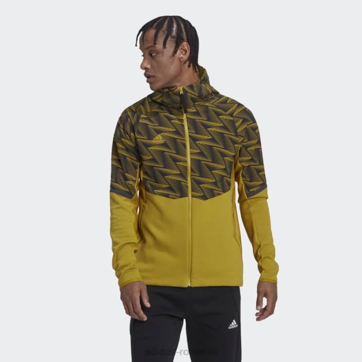 Adidas olive conceput pentru hanoracul cu fermoar complet pentru ziua de joc bărbați măsline 2JBN7565