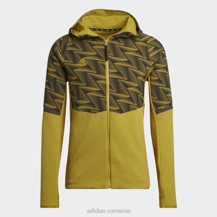 Adidas olive conceput pentru hanoracul cu fermoar complet pentru ziua de joc bărbați măsline 2JBN7565