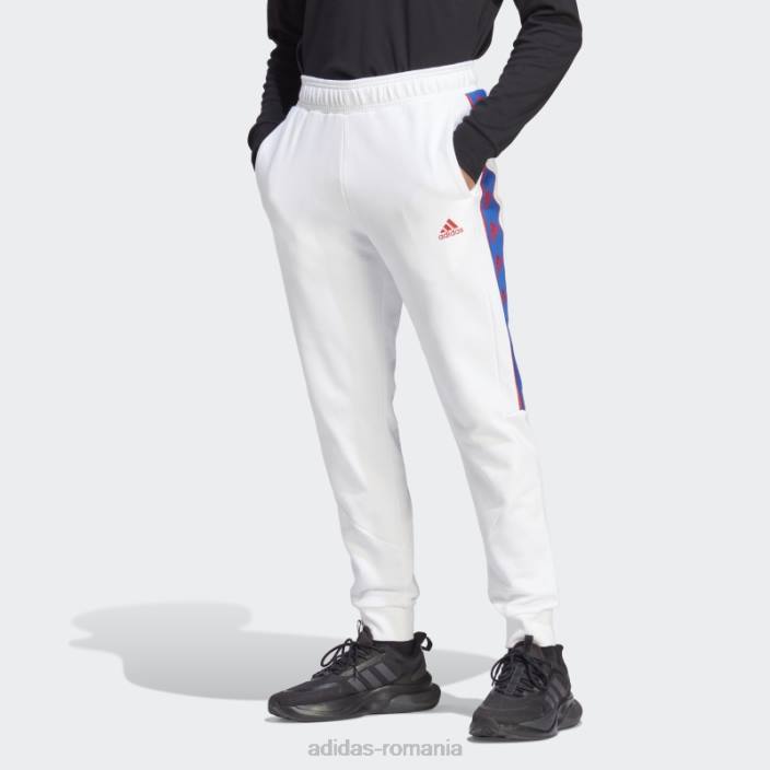 Adidas pantaloni brandlove albi bărbați alb 2JBN6067