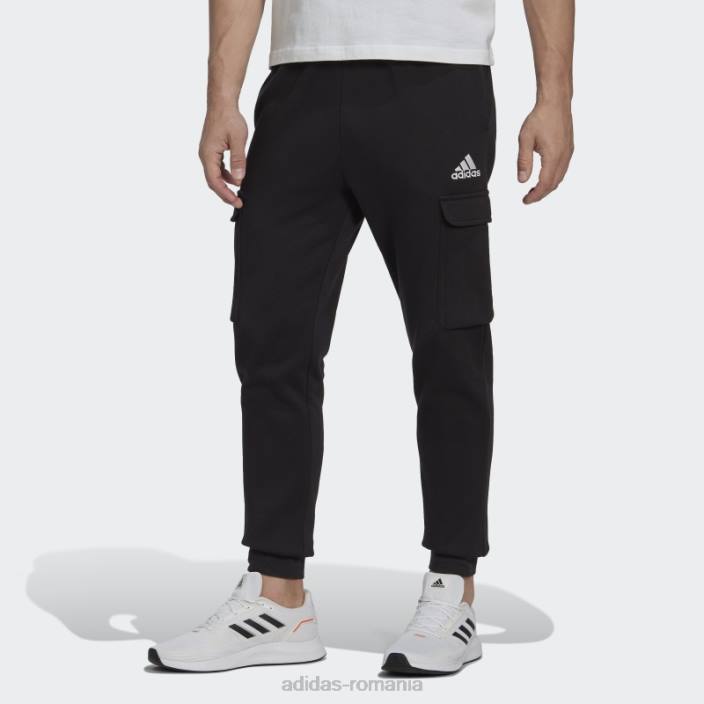 Adidas pantaloni cargo conici obișnuiți din lână essentials negri adidas bărbați alb negru 2JBN6438