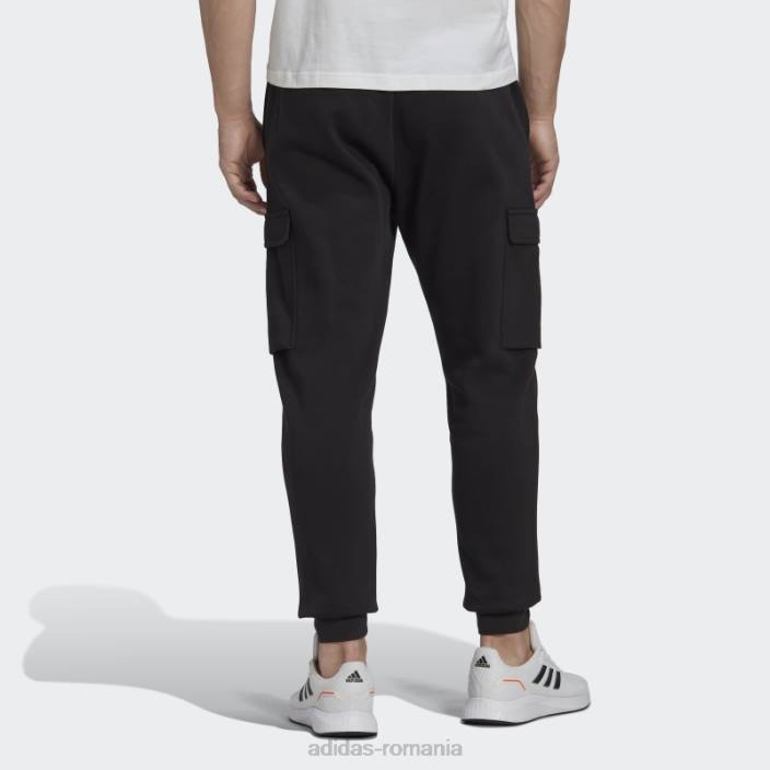 Adidas pantaloni cargo conici obișnuiți din lână essentials negri adidas bărbați alb negru 2JBN6438