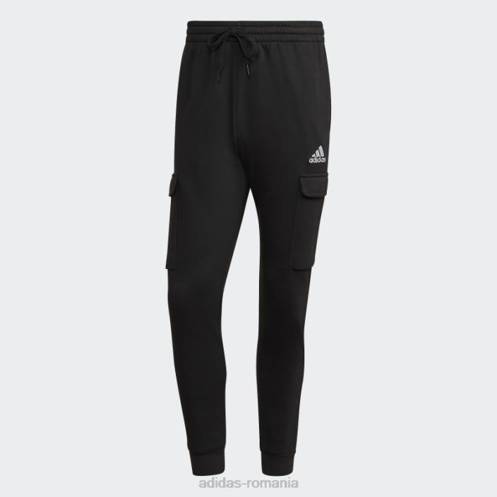 Adidas pantaloni cargo conici obișnuiți din lână essentials negri adidas bărbați alb negru 2JBN6438