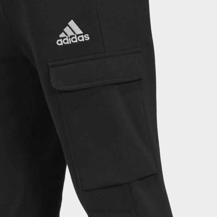Adidas pantaloni cargo conici obișnuiți din lână essentials negri adidas bărbați alb negru 2JBN6438