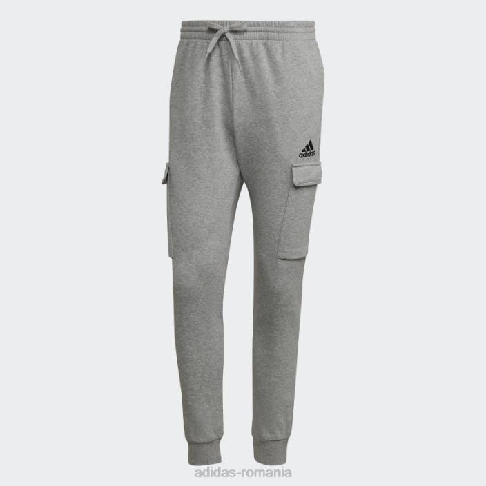 Adidas pantaloni cargo conici obișnuiți din lână, gri mediu, adidas bărbați gri mediu/negru 2JBN6915