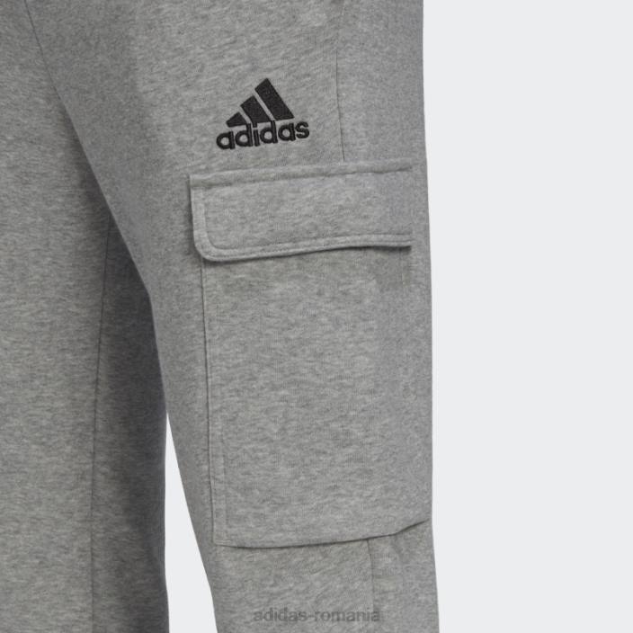 Adidas pantaloni cargo conici obișnuiți din lână, gri mediu, adidas bărbați gri mediu/negru 2JBN6915