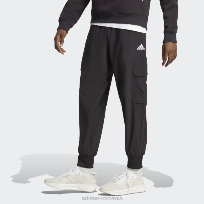 Adidas pantaloni cargo până la glezne, țesuți cu logo mic, black essentials bărbați negru 2JBN4913