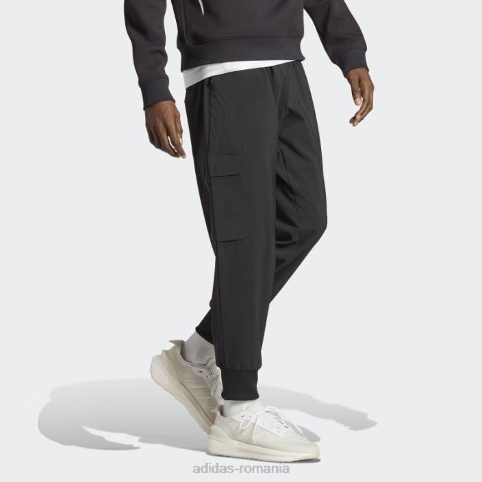 Adidas pantaloni cargo până la glezne, țesuți cu logo mic, black essentials bărbați negru 2JBN4913