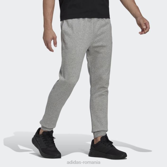 Adidas pantaloni conici obișnuiți din lână gri mediu essentials bărbați gri mediu/negru 2JBN5476
