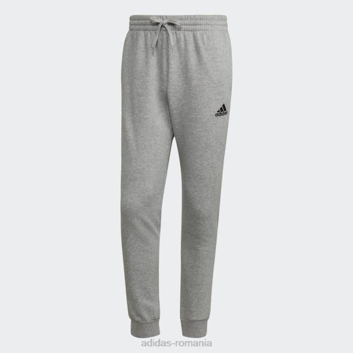 Adidas pantaloni conici obișnuiți din lână gri mediu essentials bărbați gri mediu/negru 2JBN5476