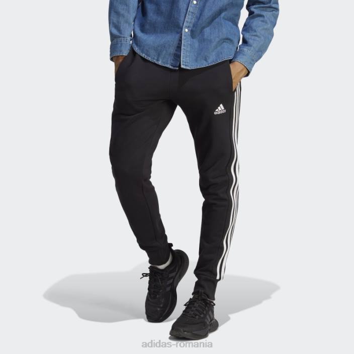 Adidas pantaloni cu 3 dungi, cu manșetă conică, black essentials bărbați alb negru 2JBN5794