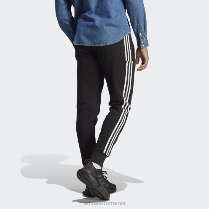 Adidas pantaloni cu 3 dungi, cu manșetă conică, black essentials bărbați alb negru 2JBN5794