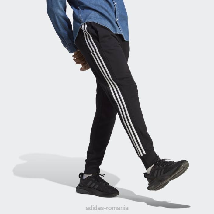 Adidas pantaloni cu 3 dungi, cu manșetă conică, black essentials bărbați alb negru 2JBN5794