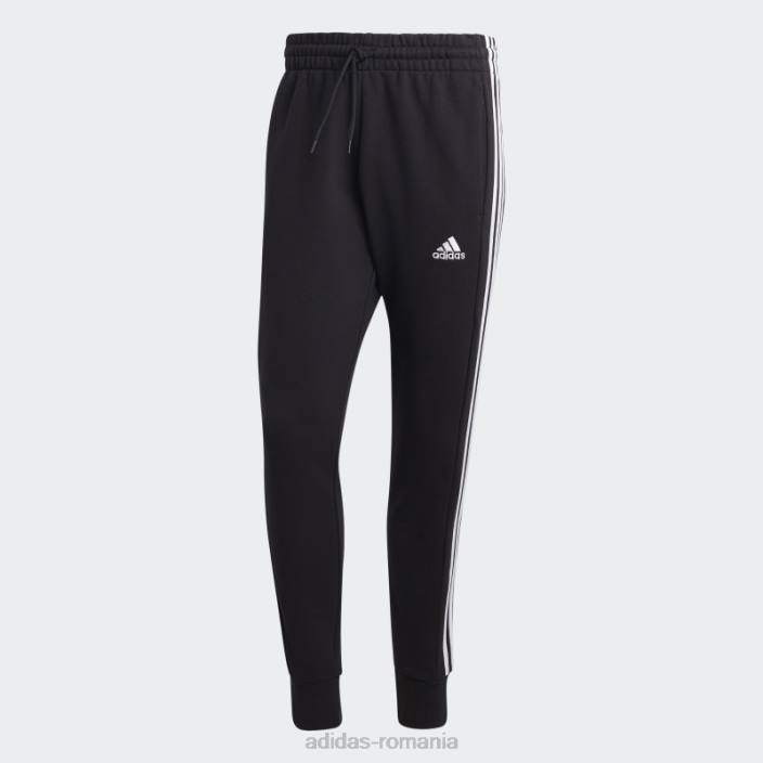 Adidas pantaloni cu 3 dungi, cu manșetă conică, black essentials bărbați alb negru 2JBN5794