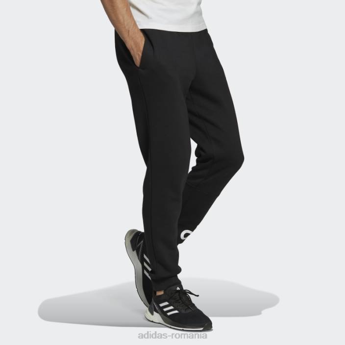 Adidas pantaloni cu logo-ul cu manșetă conică essentials fleece negri bărbați alb negru 2JBN6553