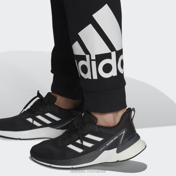 Adidas pantaloni cu logo-ul cu manșetă conică essentials fleece negri bărbați alb negru 2JBN6553