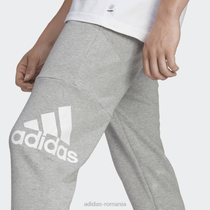 Adidas pantaloni cu logo-ul cu manșetă conică essentials, gri mediu bărbați gri mediu 2JBN943