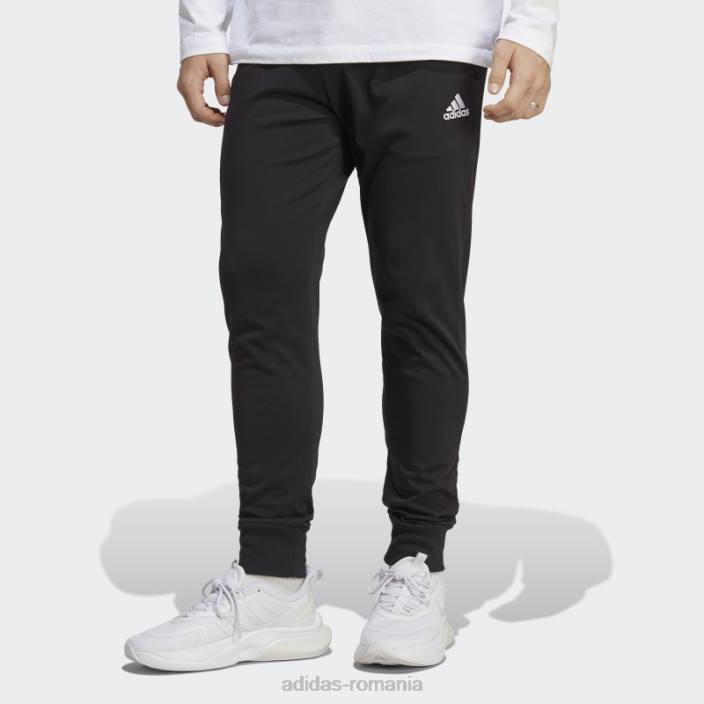 Adidas pantaloni cu manșetă conici din jerseu simplu essentials negri bărbați negru 2JBN6632