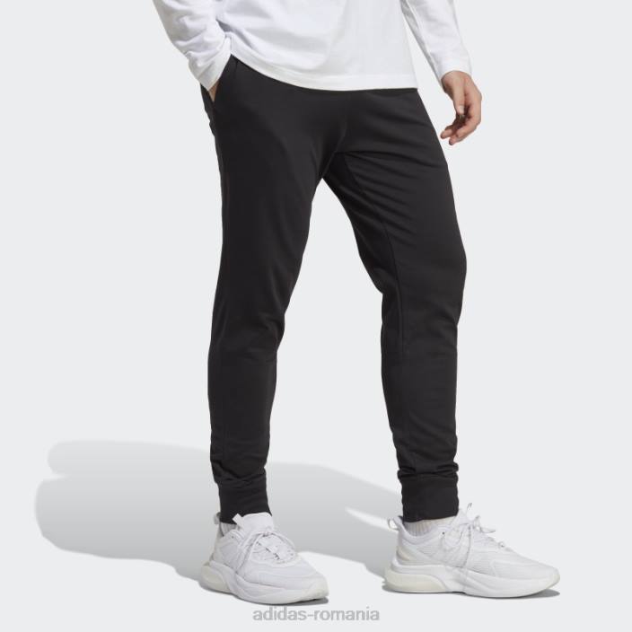 Adidas pantaloni cu manșetă conici din jerseu simplu essentials negri bărbați negru 2JBN6632