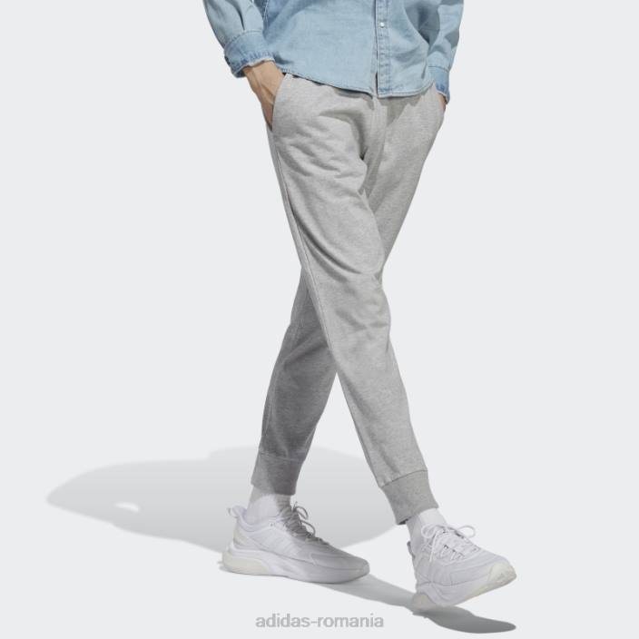 Adidas pantaloni cu manșetă conici din jerseu simplu, gri mediu adidas bărbați gri mediu 2JBN5976