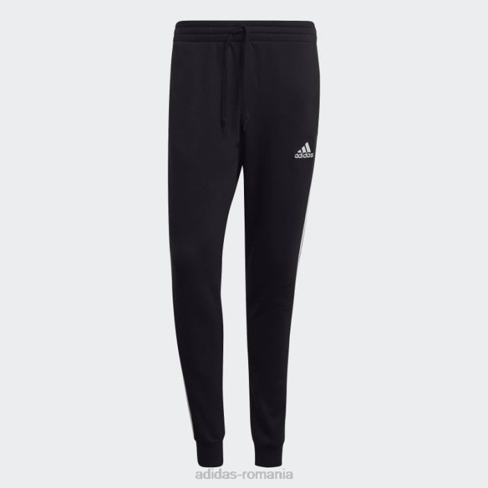 Adidas pantaloni de jogging cu 3 dungi din lână, negri essentials bărbați alb negru 2JBN13205