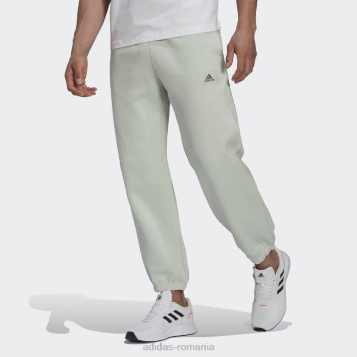 Adidas pantaloni de jogging cu picioare drepte din bumbac fleece feelvivid green essentials bărbați verde 2JBN14807