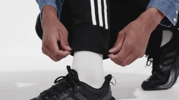 Adidas pantaloni de jogging cu trei dungi, cu manșetă conică, black essentials bărbați alb negru 2JBN14440