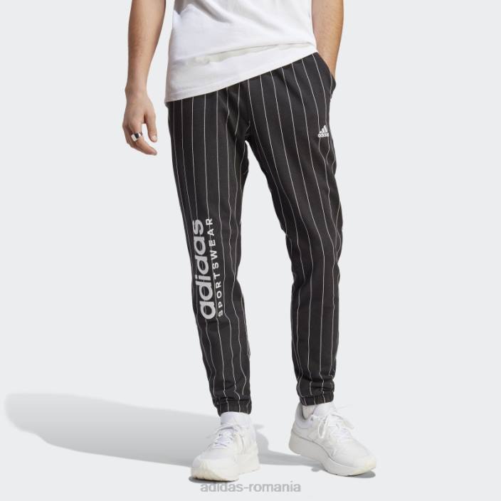 Adidas pantaloni de jogging din fleece cu dungi negre bărbați negru 2JBN13435